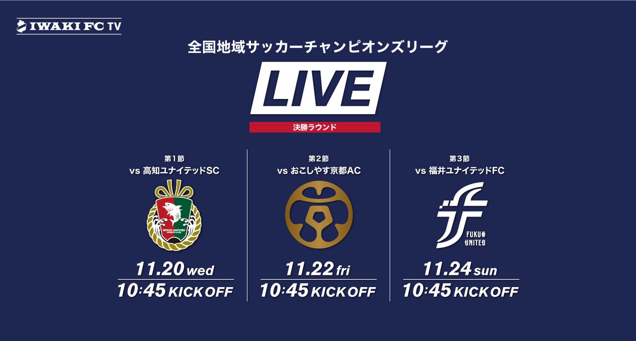 全国地域サッカーチャンピオンズリーグ19決勝ラウンド Live中継実施 いわきfc Park